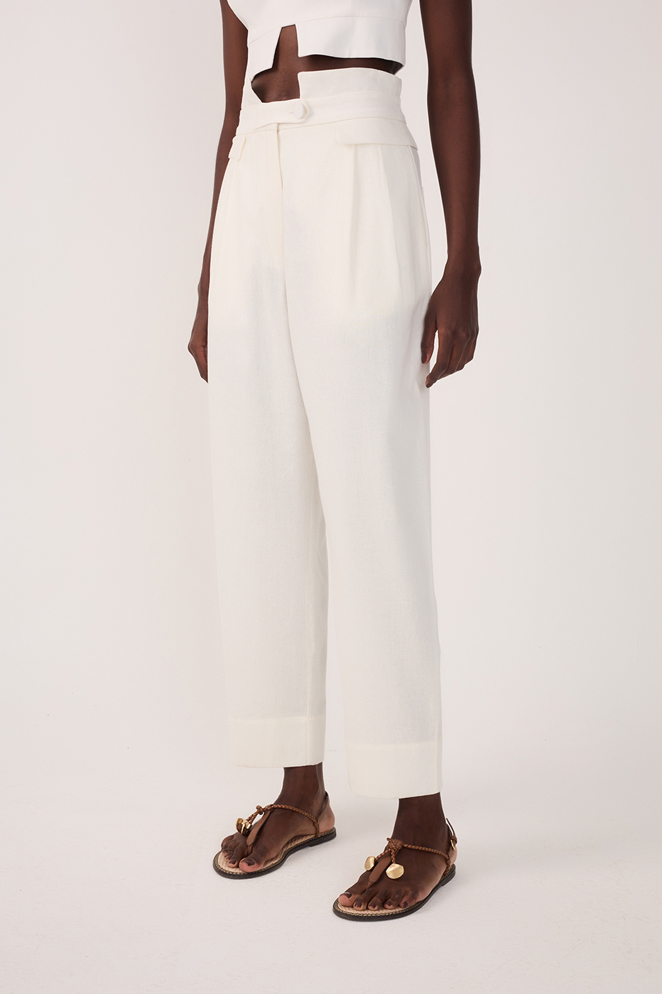 Linen Yoke Waistband Pants_3