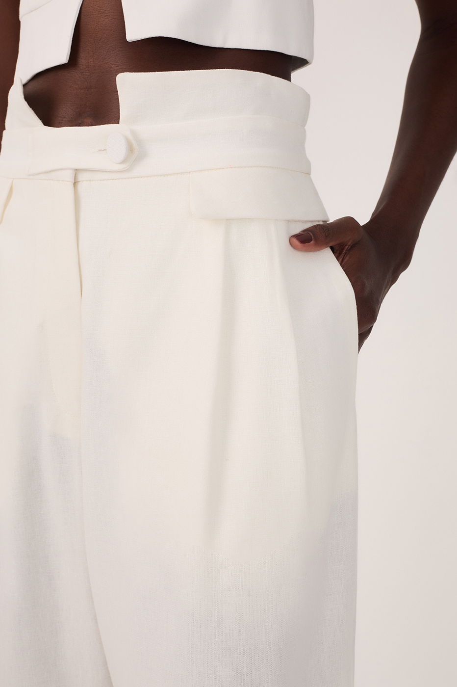 Linen Yoke Waistband Pants_4