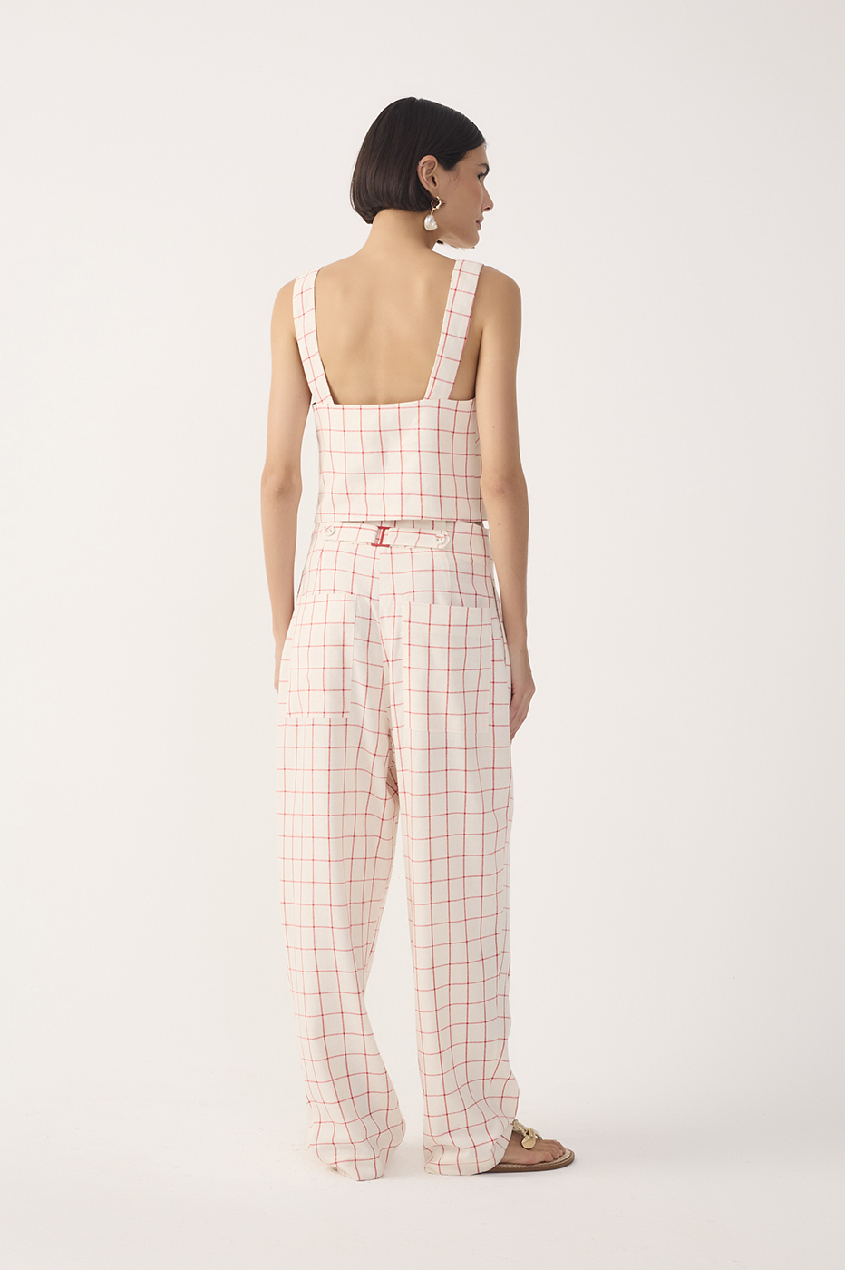 Checkered Linen Carrot Pants_7