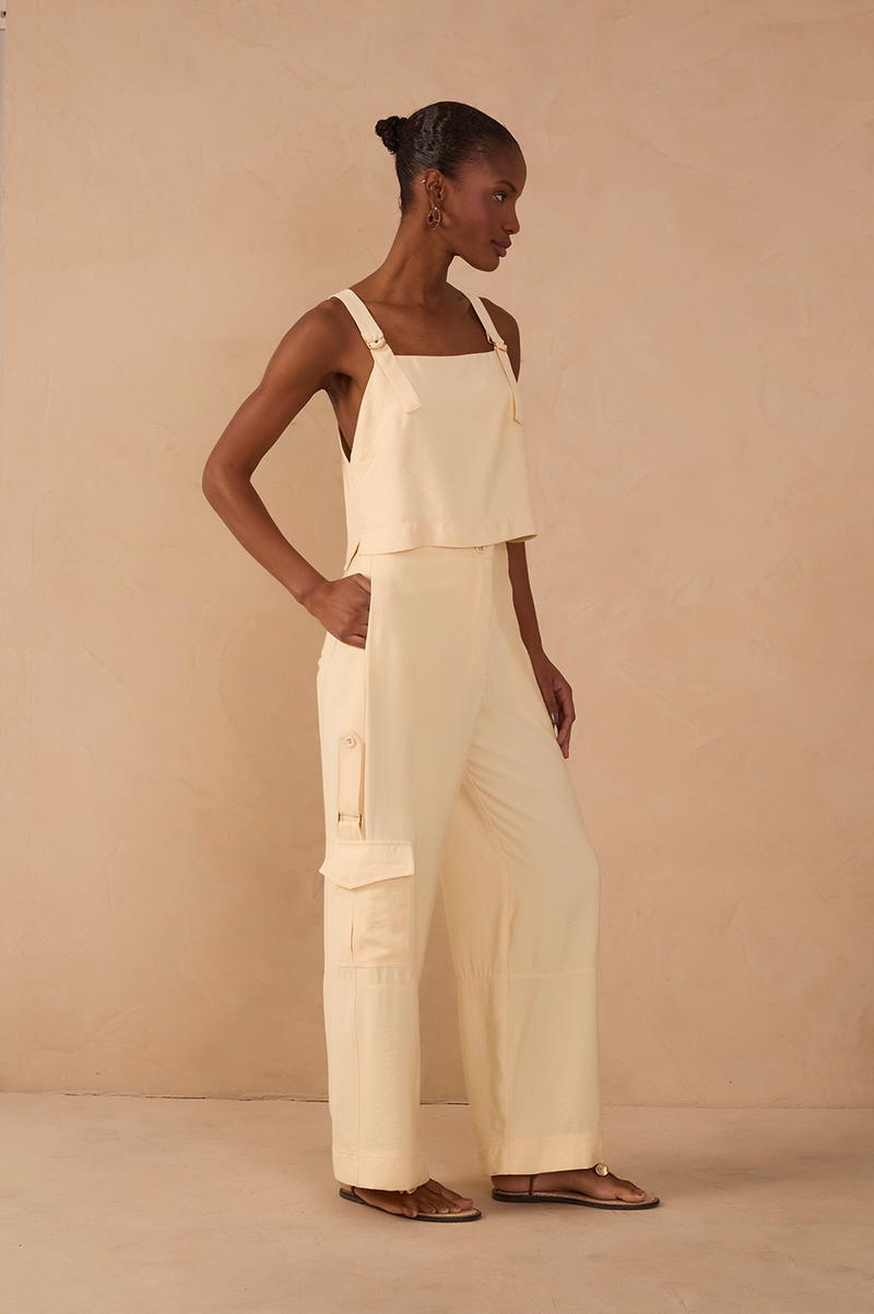 Beige Utility Pocket Pants_1