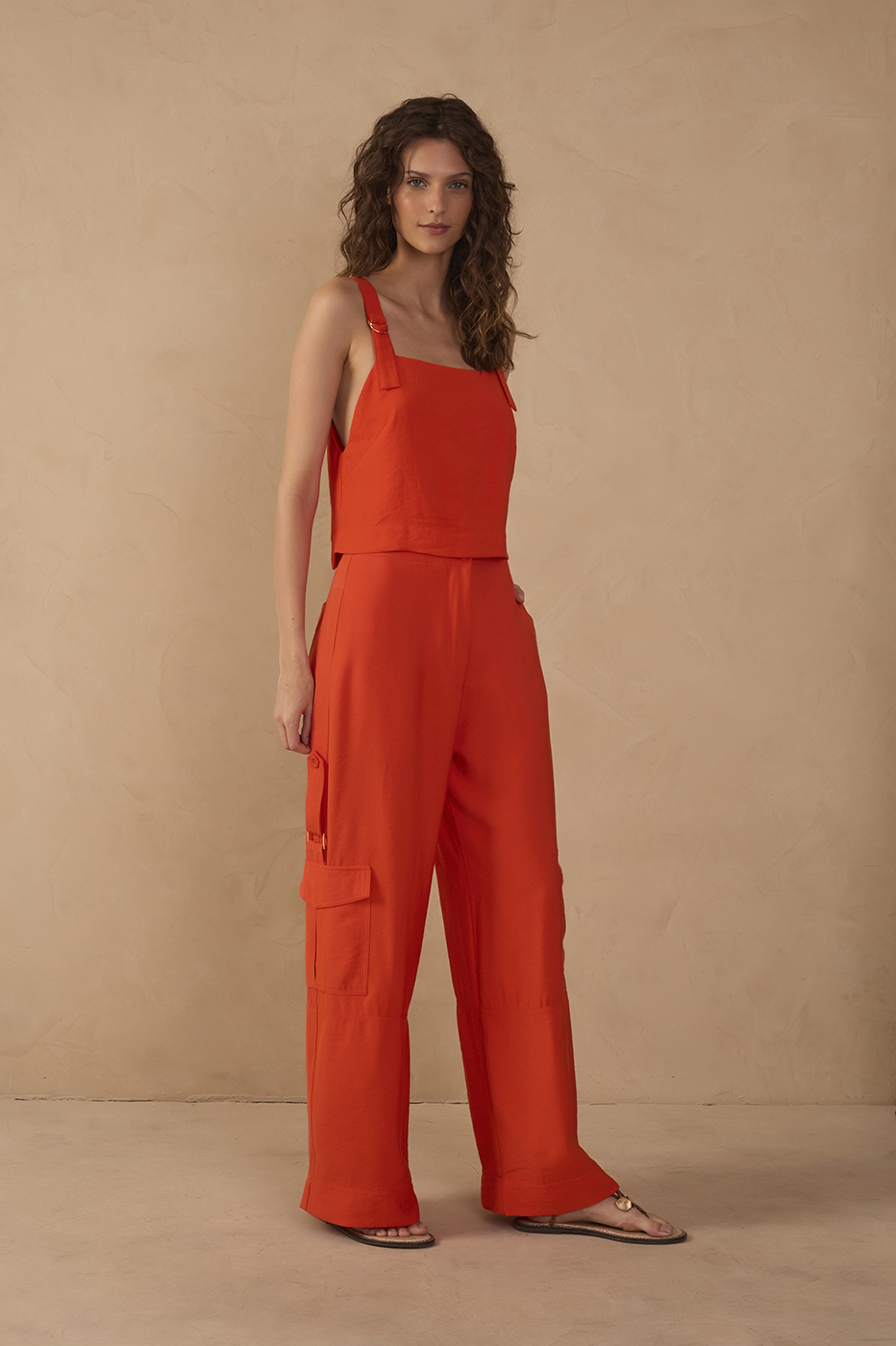 Red Utility Pocket Pants in Pitanga Red