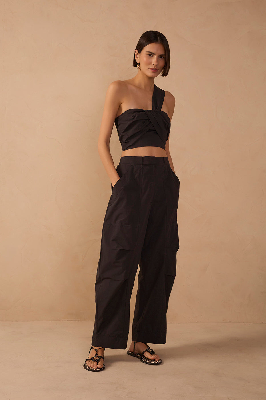 Cotton Pleated Leg Pants_1