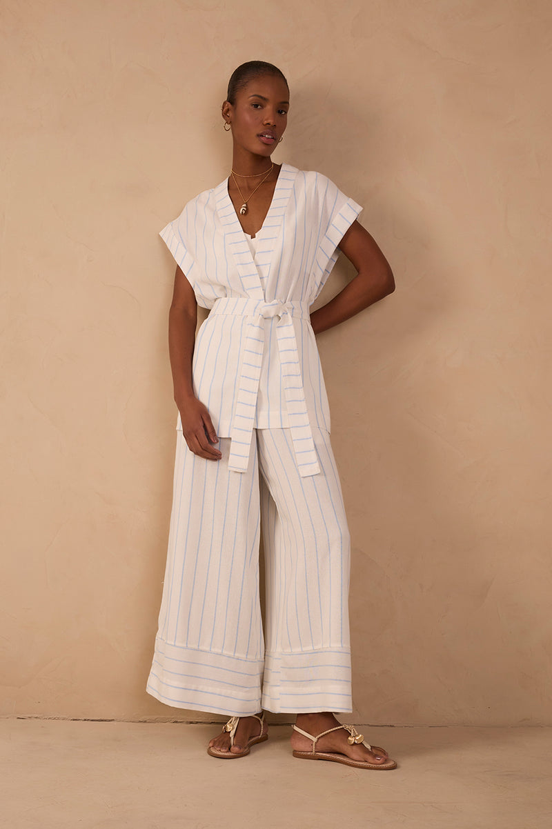 Off-White Stripes Wide-Leg Linen Pants_1