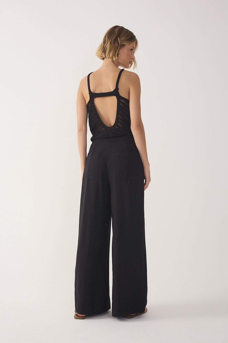 Black Wide-Leg Tie Waist Pants_5