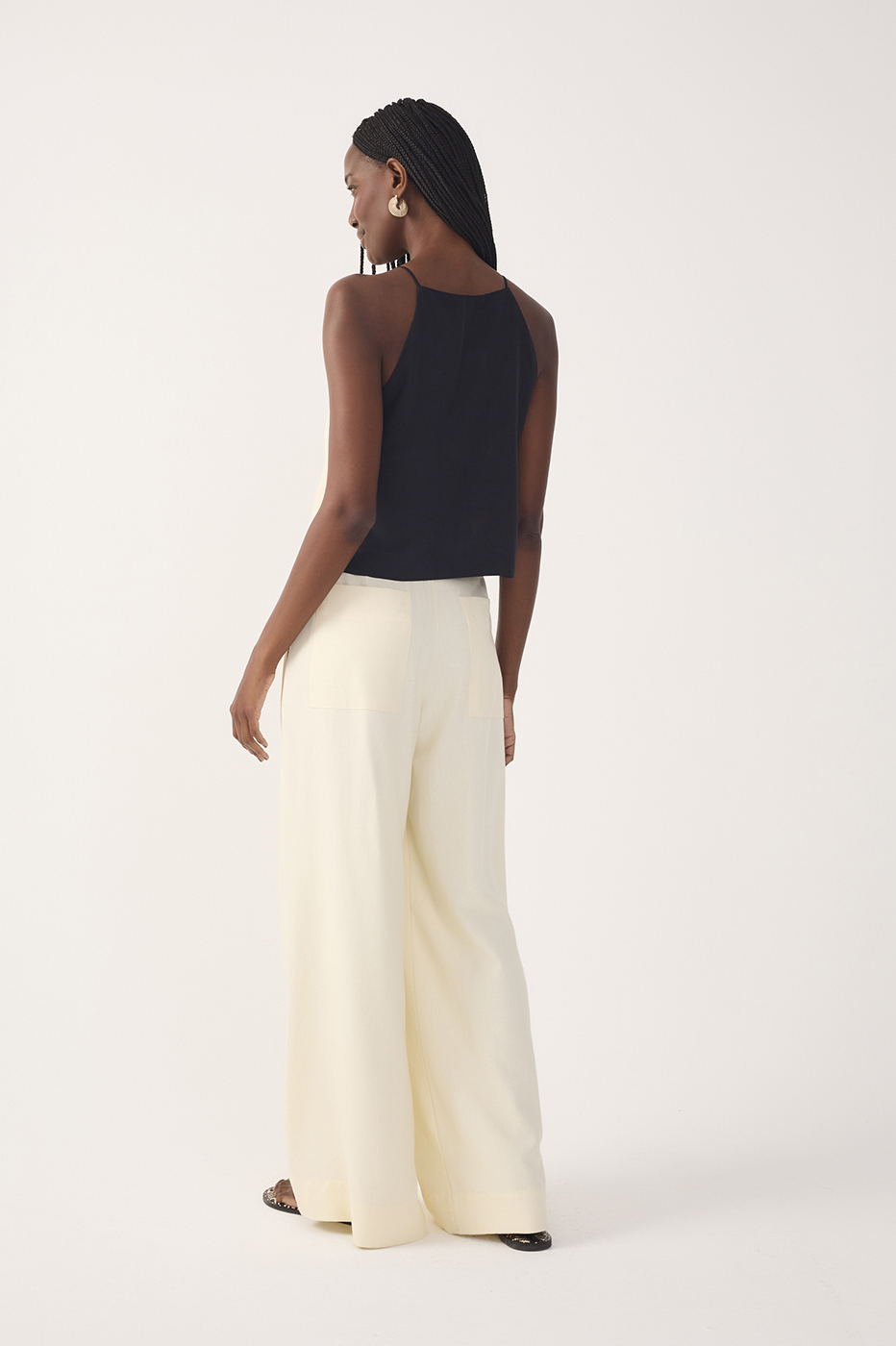 Wide-Leg Linen Beaded Buckle Pants_6