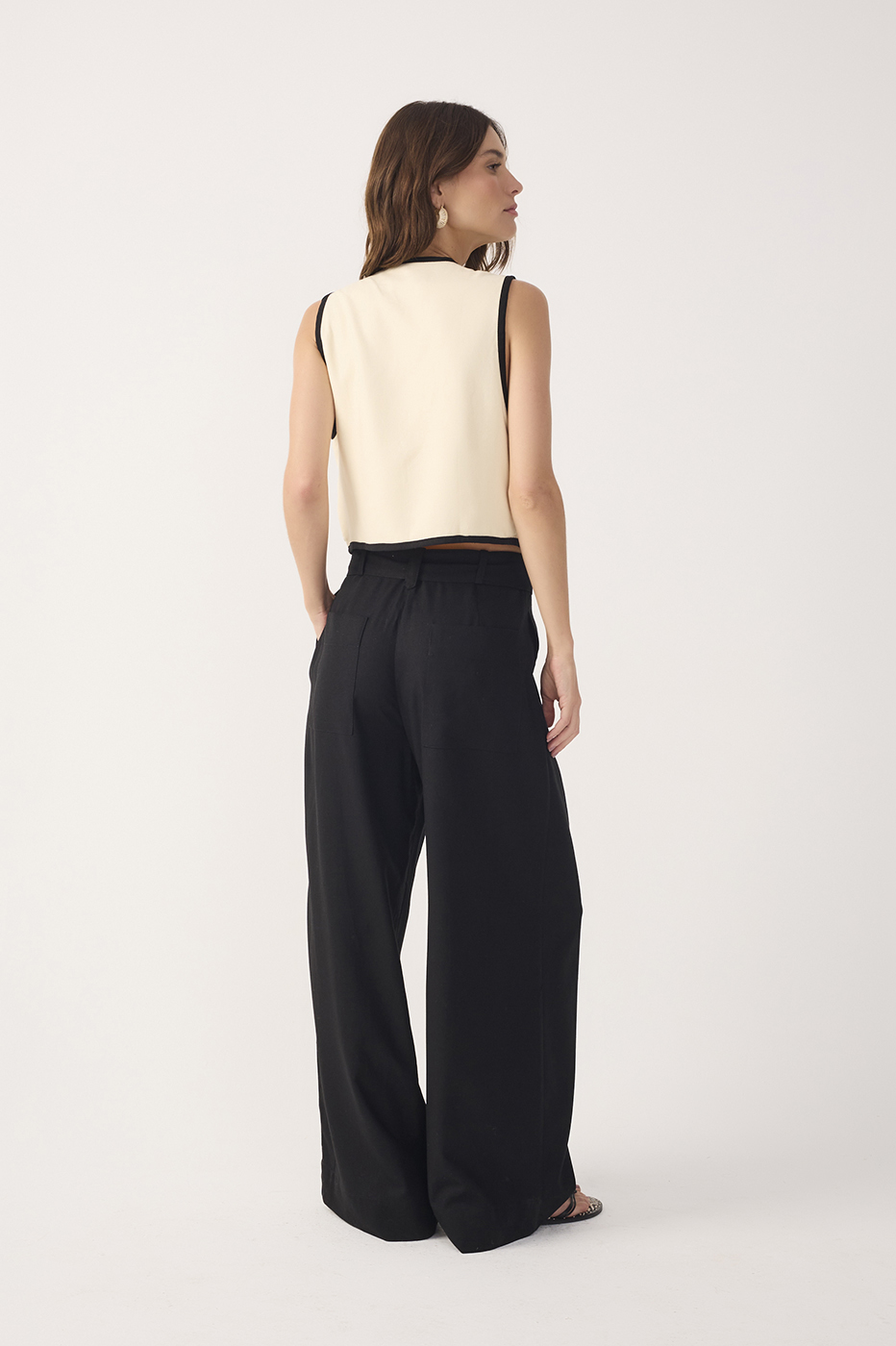 Wide-Leg Linen Beaded Buckle Pants_6