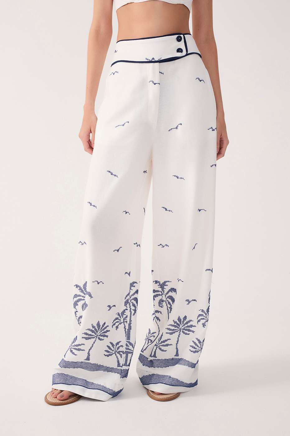 Embroidered Coconut Linen Pants_4