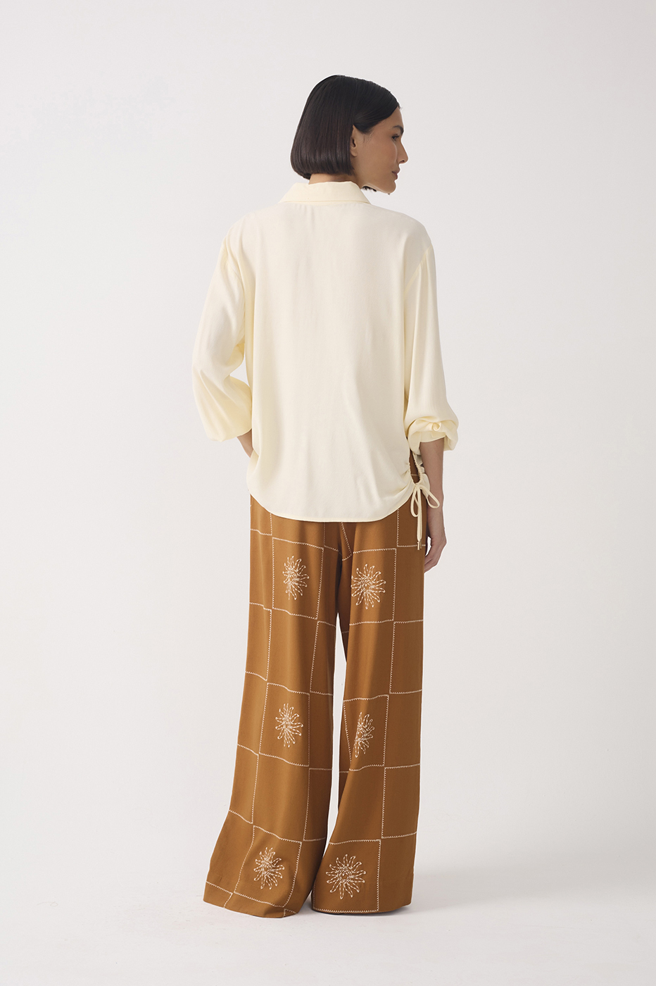 Embroidered Plaid Wide-Leg Linen Pants_6
