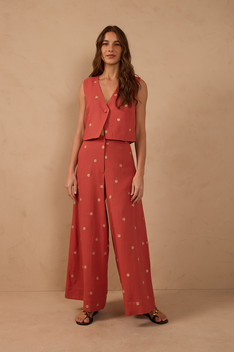 Lurex Embroidered Pockets Linen Pants_1