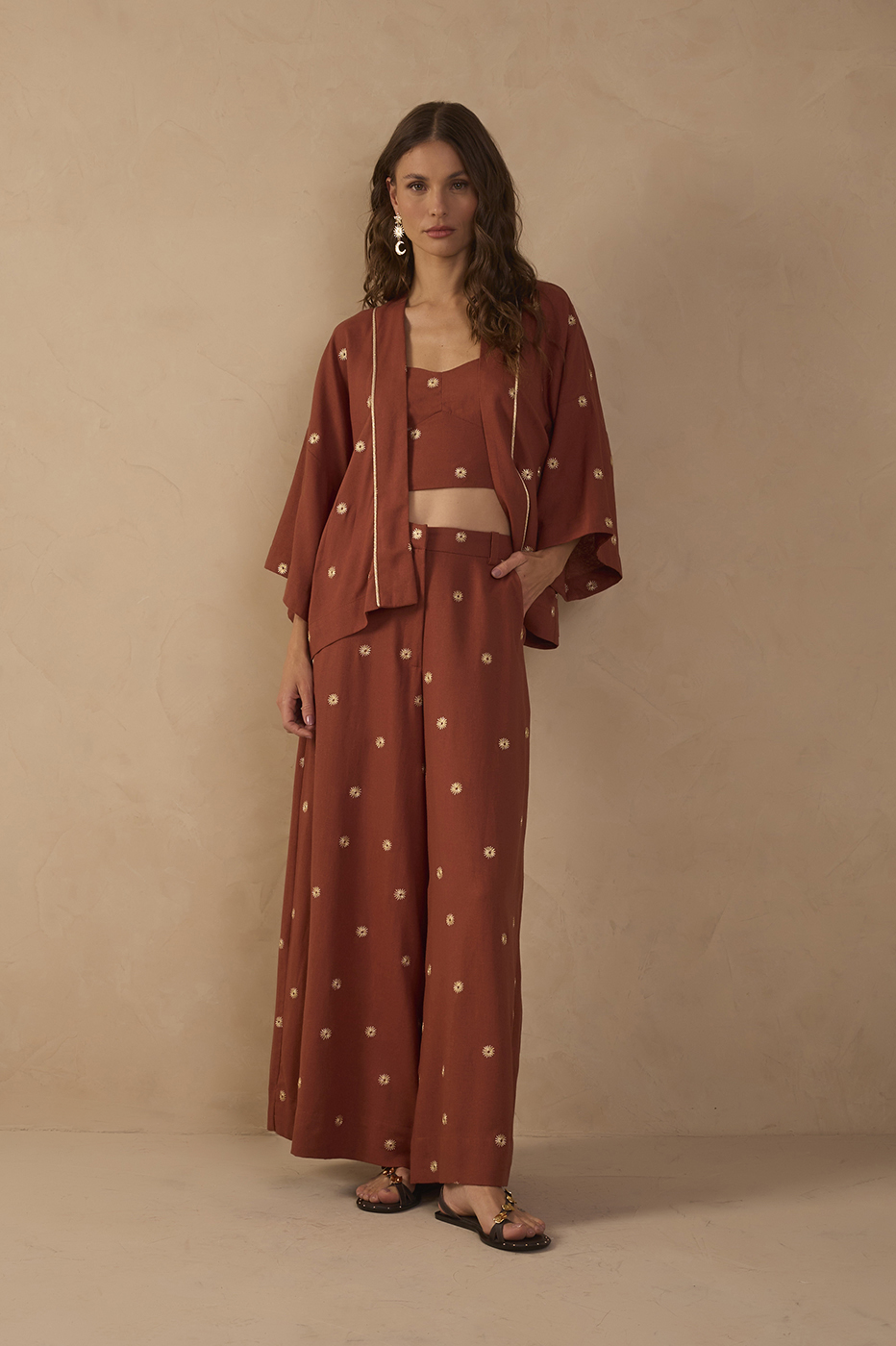 Lurex Embroidered Pockets Linen Pants_1