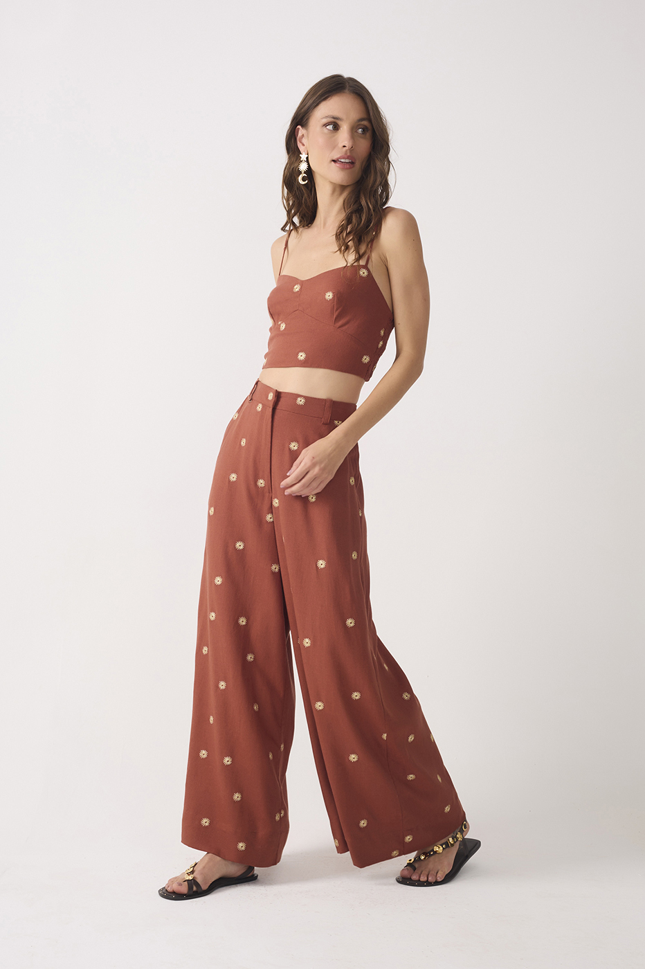 Lurex Embroidered Pockets Linen Pants_3