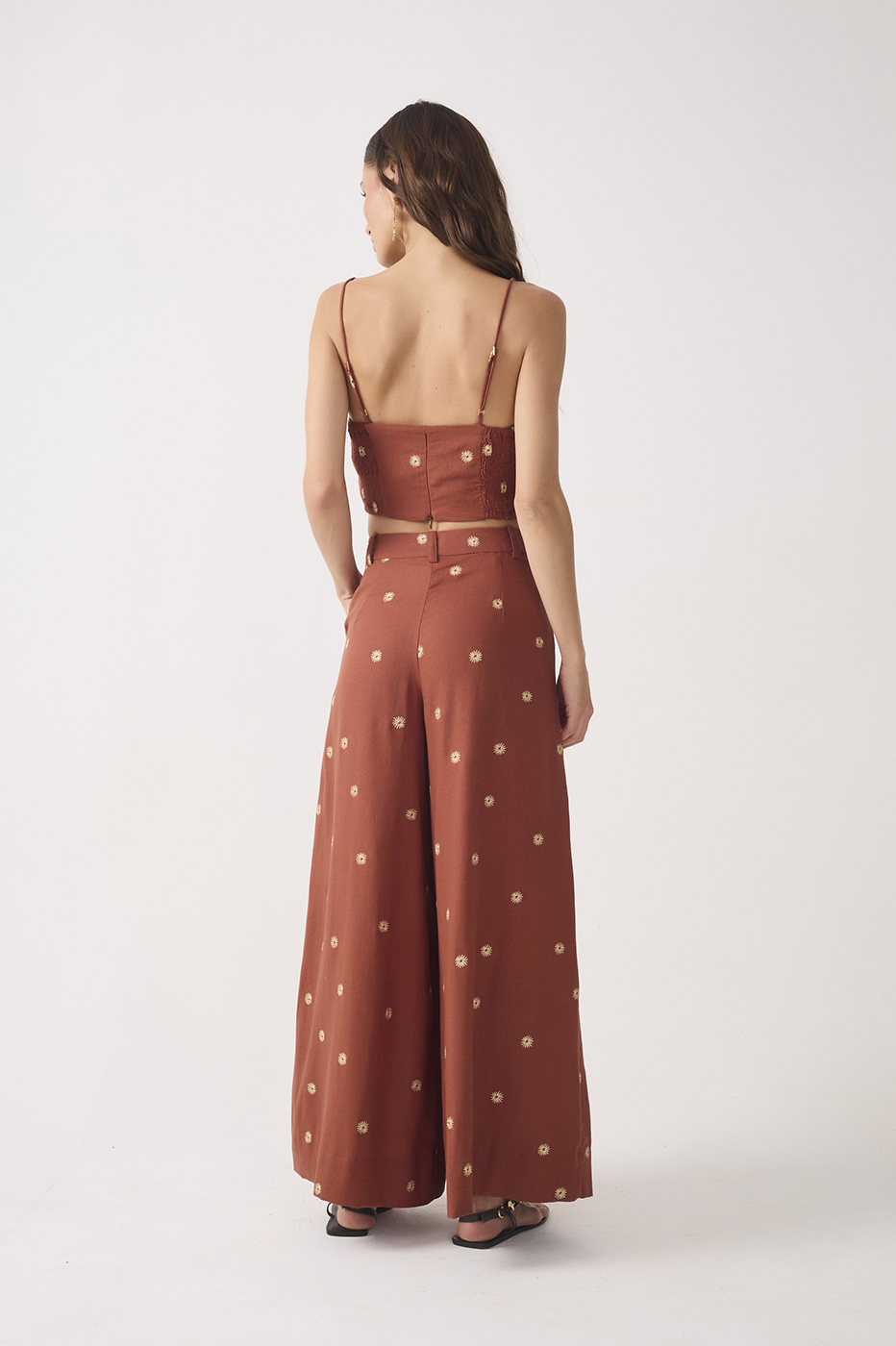 Lurex Embroidered Pockets Linen Pants_5