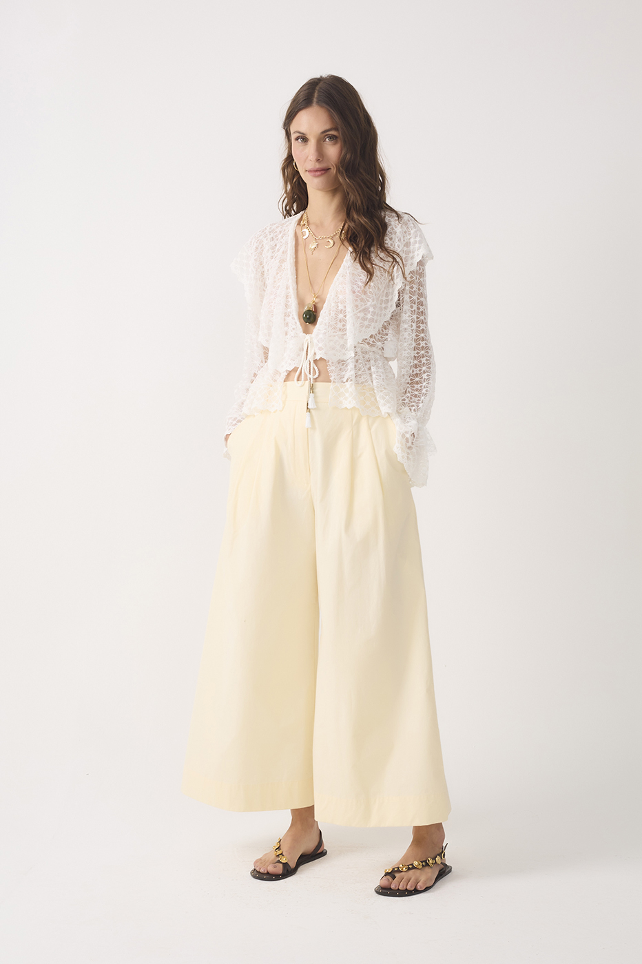 Pockets Wide-Leg Pantacourt Pants_2