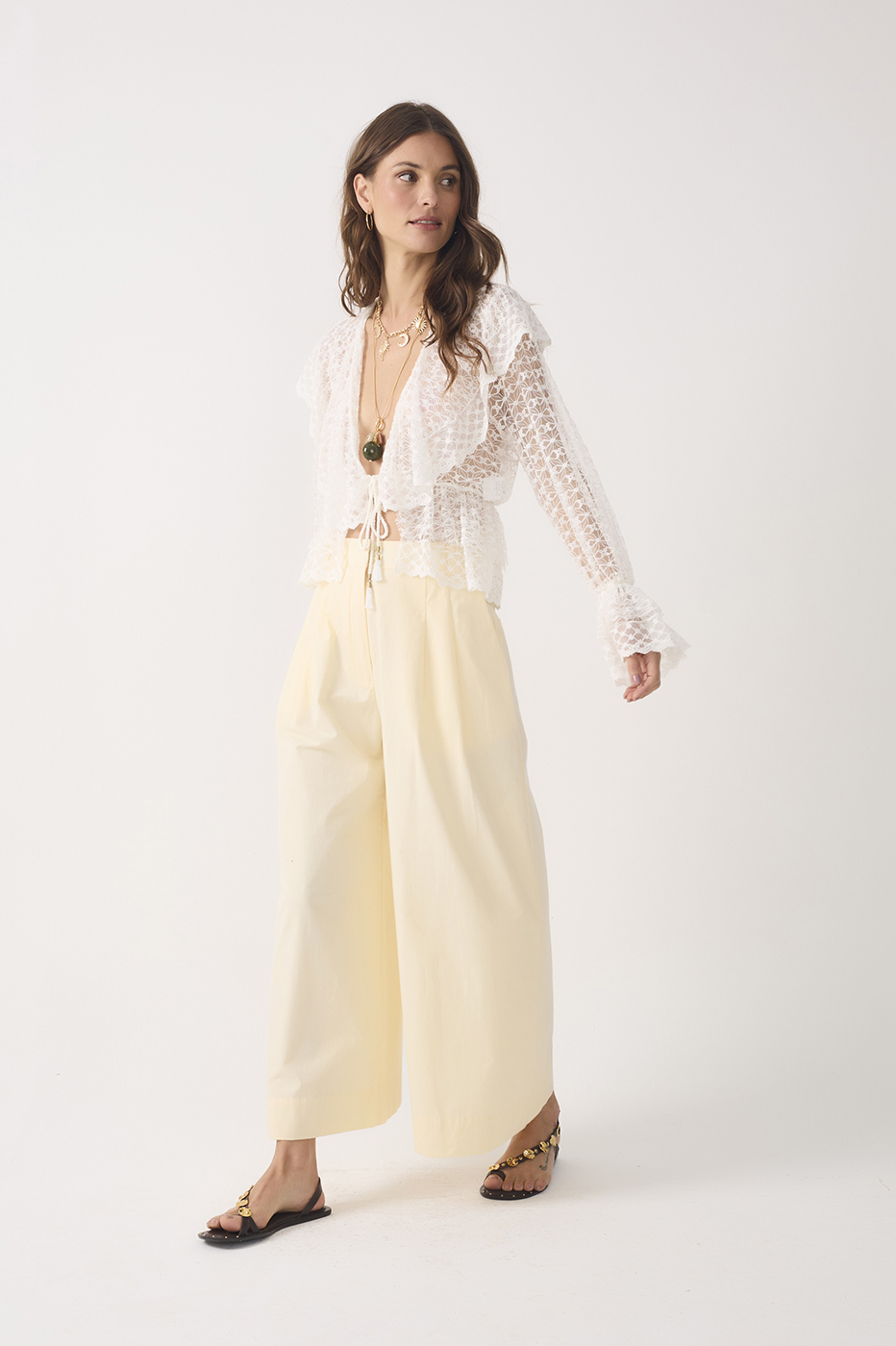 Pockets Wide-Leg Pantacourt Pants_5