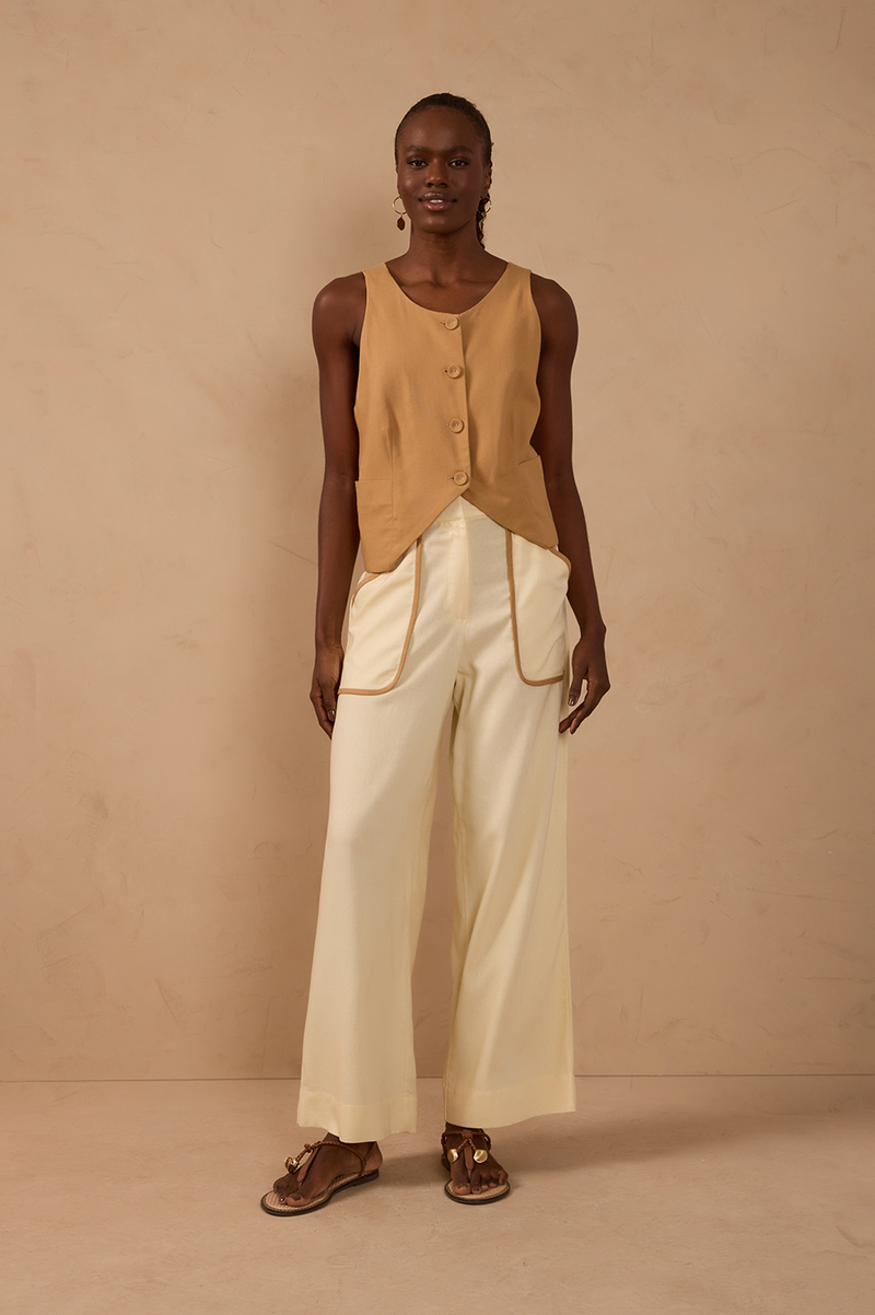 Off-White Trim Detail Pocket Linen Pants_1