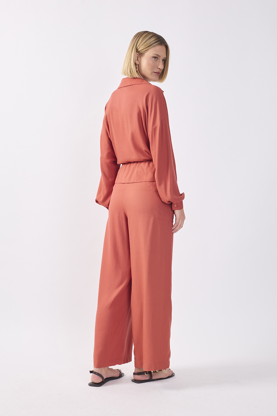 Brown Flap Waist Drawstring Pants_5