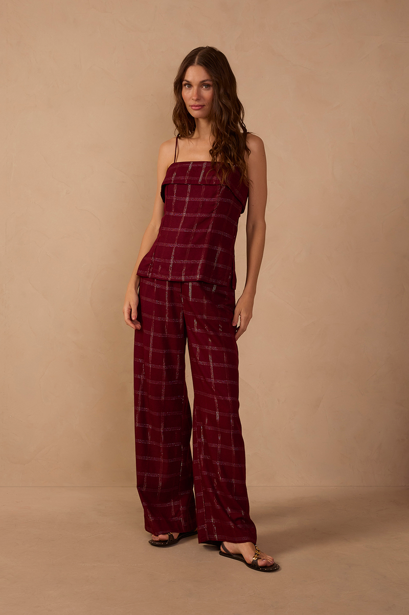 Plaid Wide-Leg Linen Pants_1