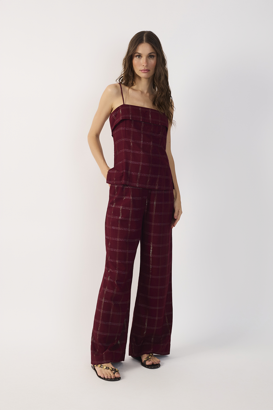 Xadrez Lurex Linen Pants_2