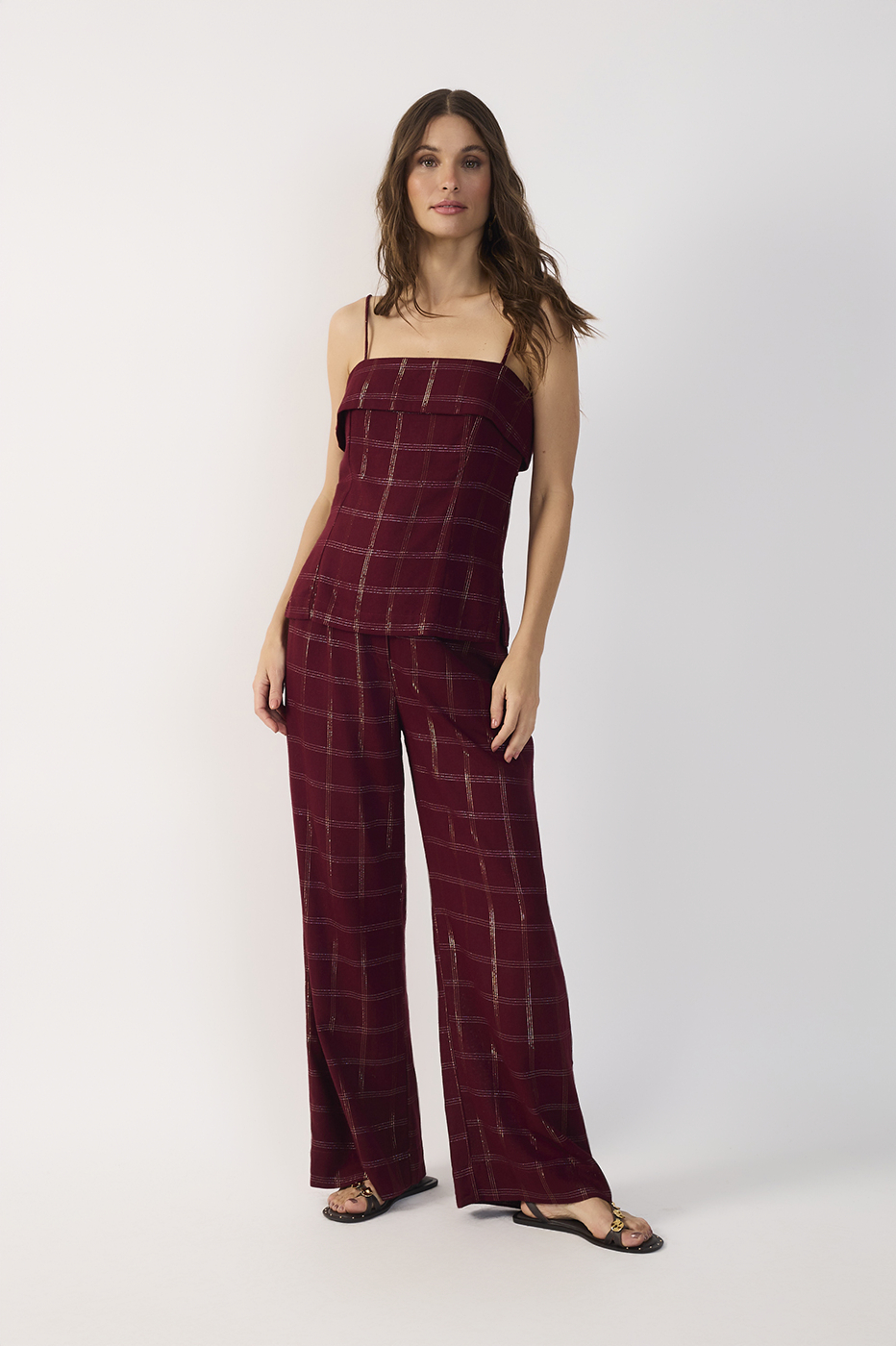 Xadrez Lurex Linen Pants_3