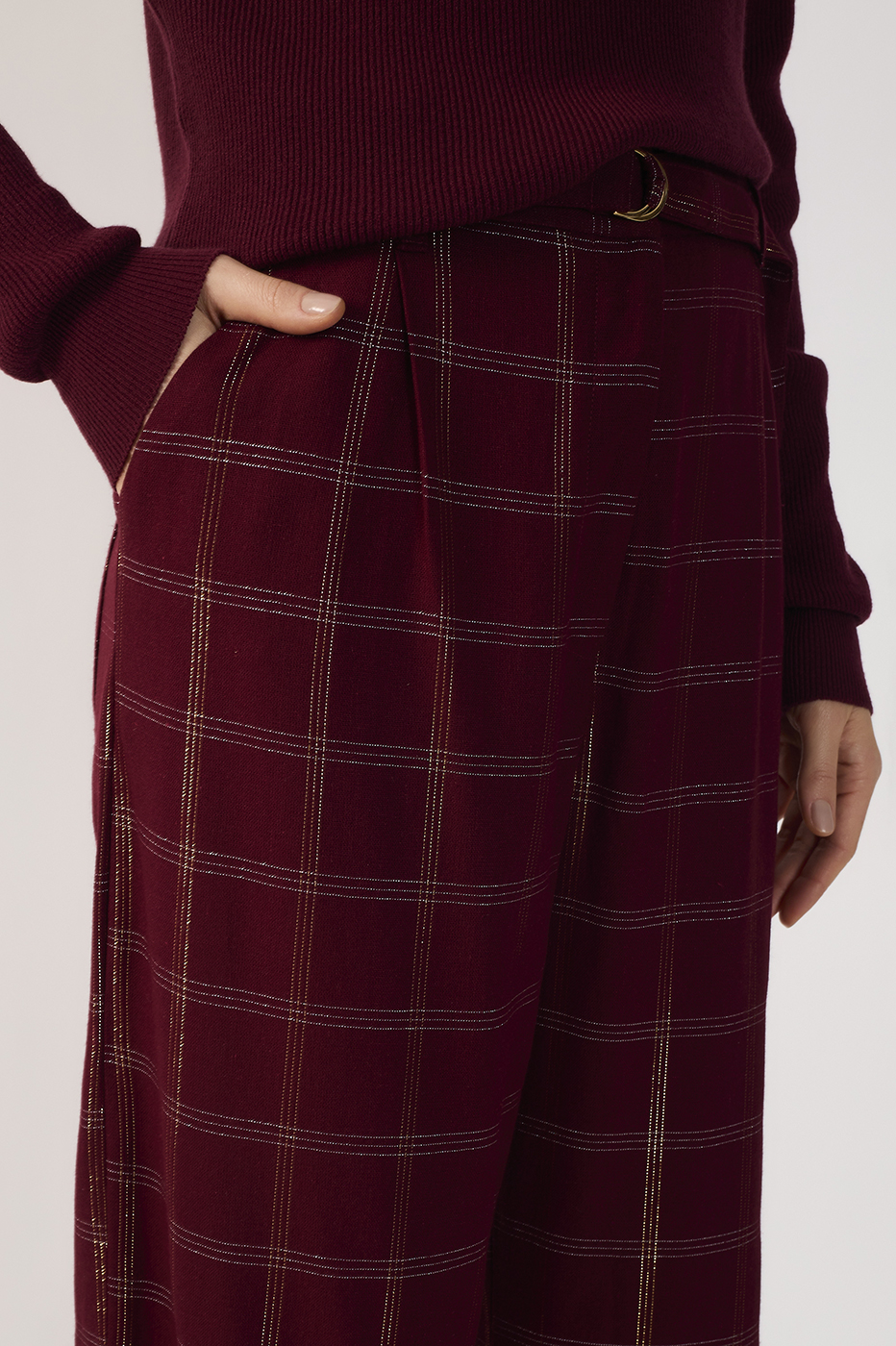Xadrez Lurex Linen Pants_5