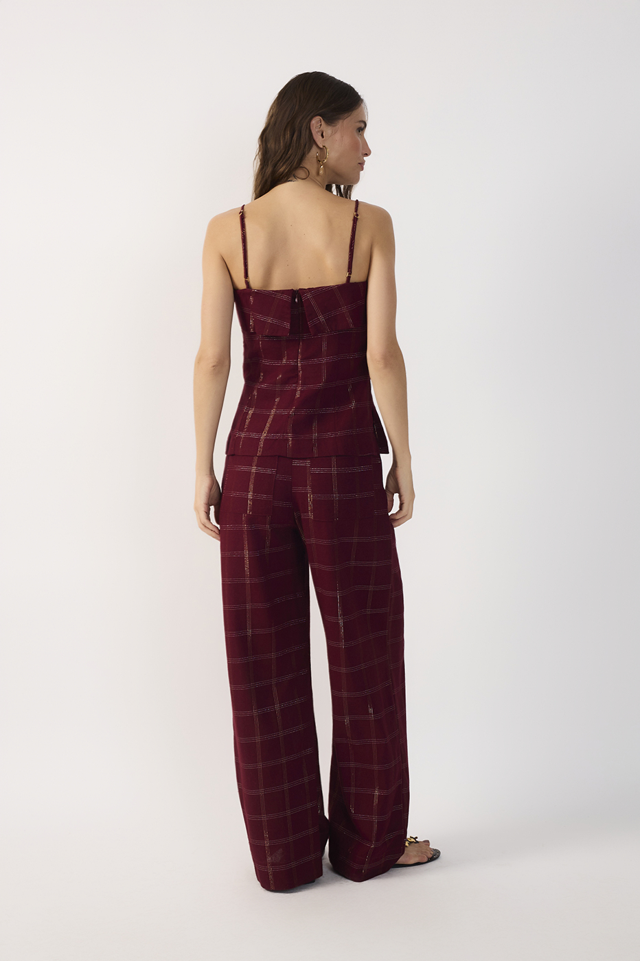 Xadrez Lurex Linen Pants_7