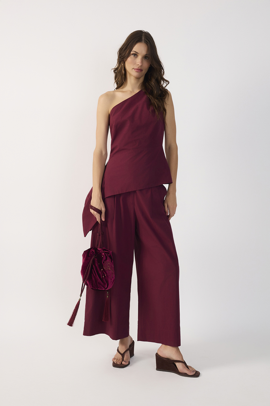 Wide Leg Cotton Pleated Pants_2