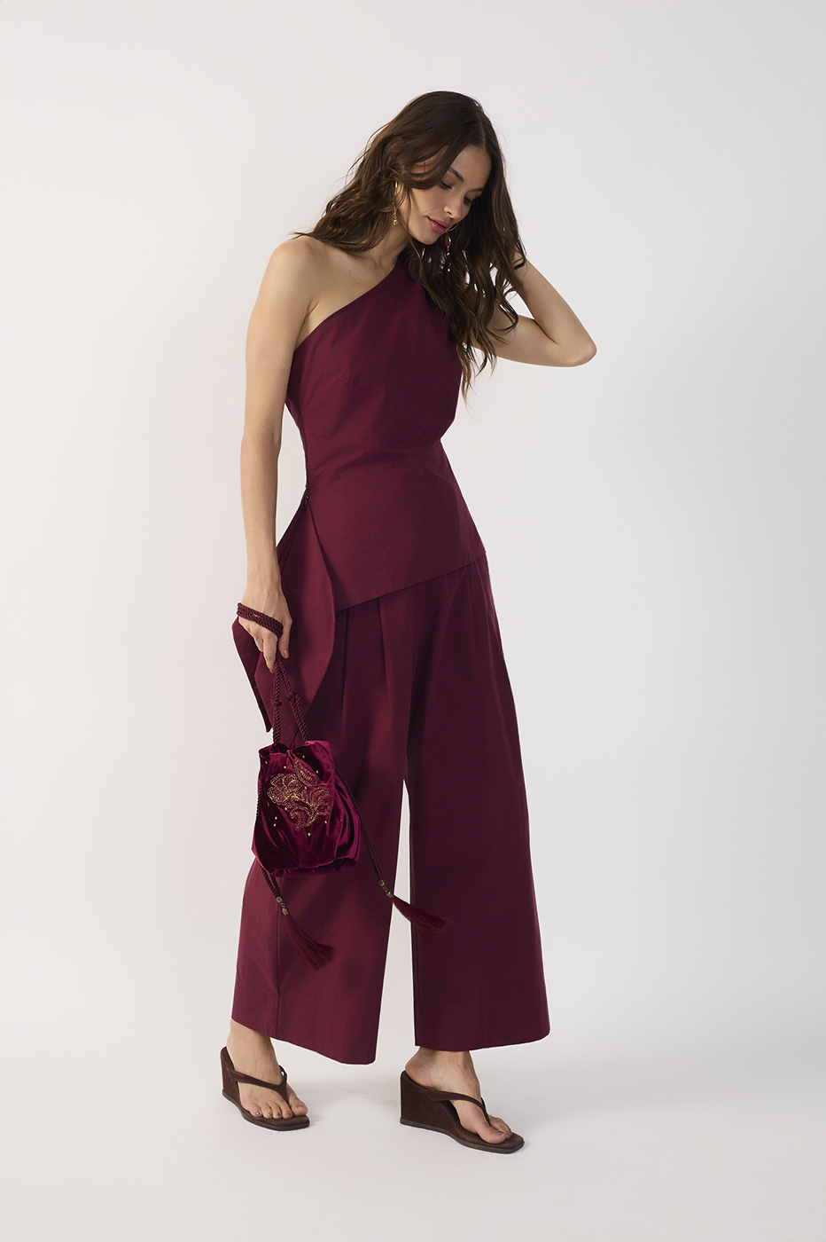 Wide Leg Cotton Pleated Pants_3