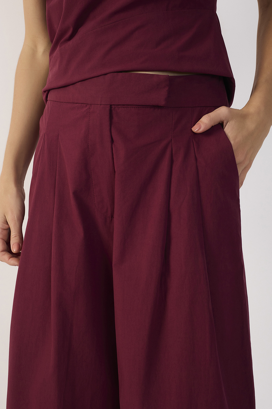 Wide Leg Cotton Pleated Pants_6