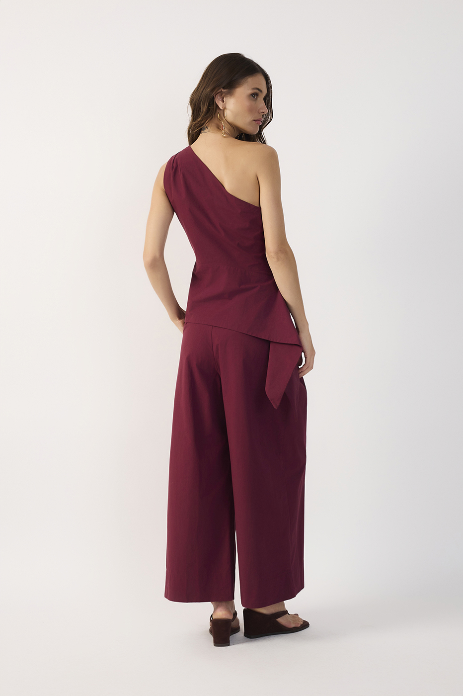 Wide Leg Cotton Pleated Pants_7