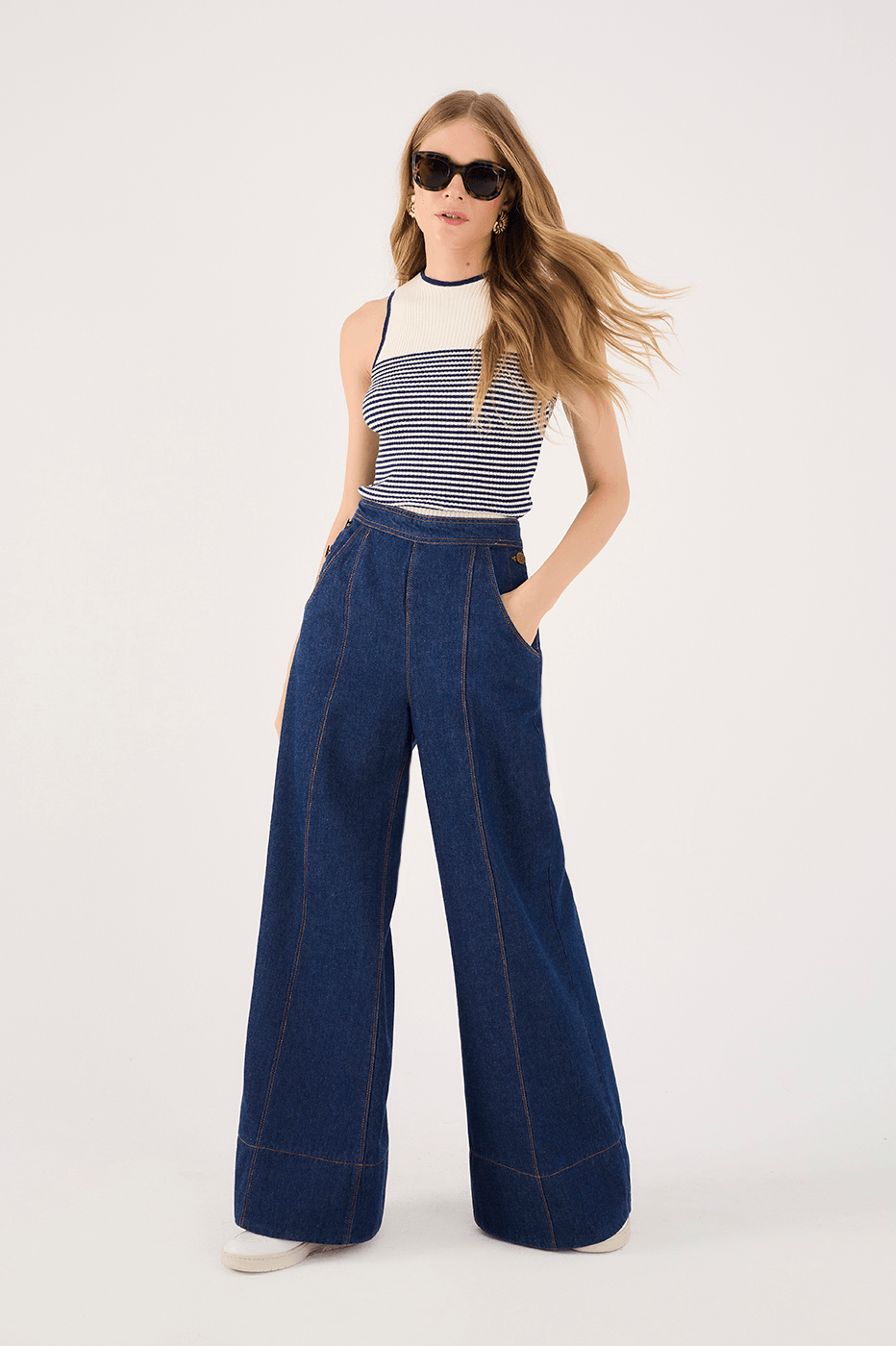 Button-Pleat Jeans