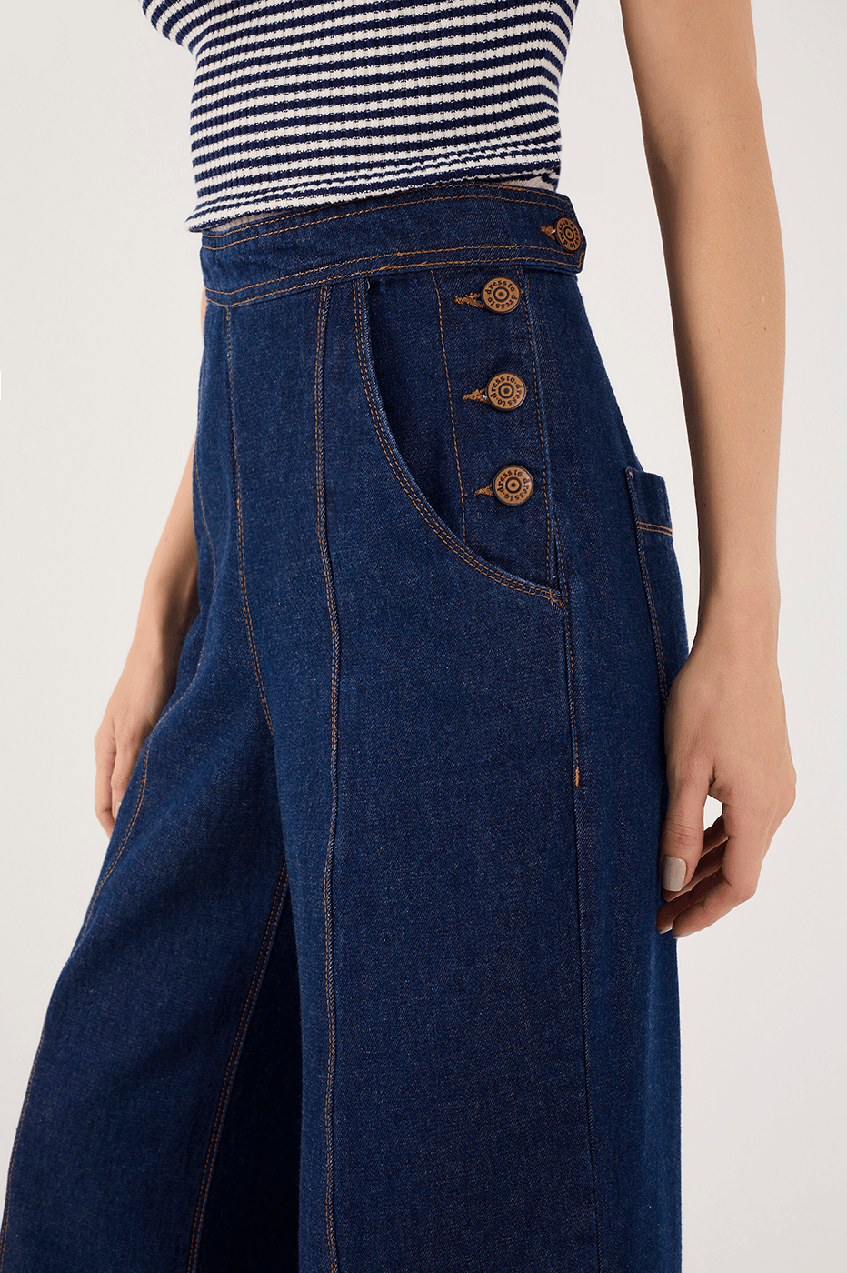 Button-Pleat Jeans