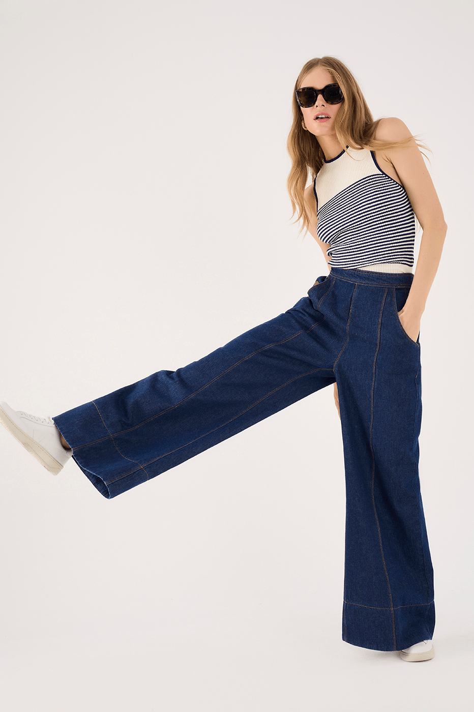 Button-Pleat Jeans