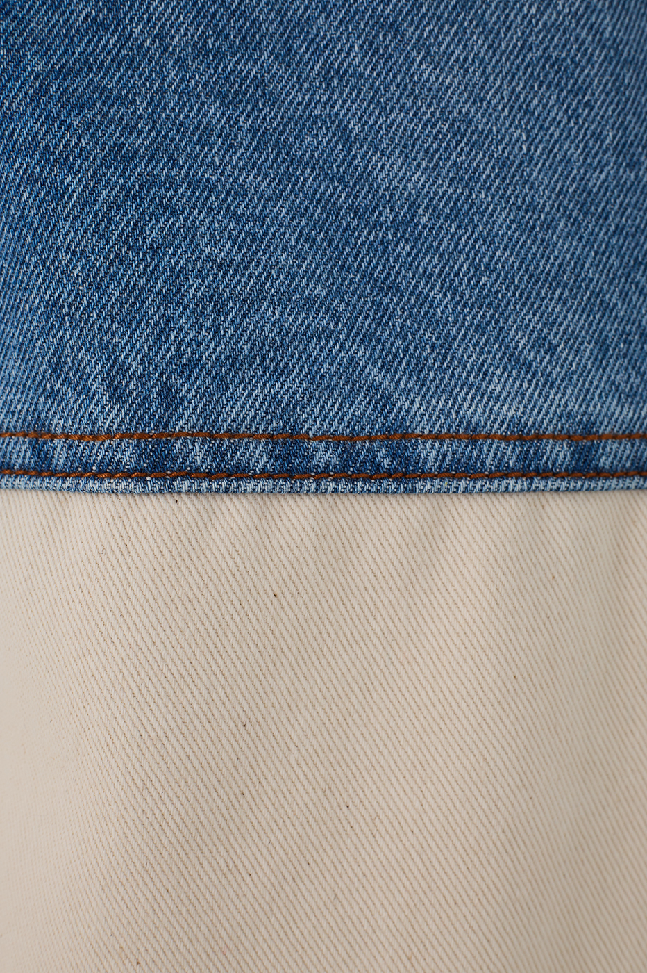 Denim And Off-White Pockets Twill Pants