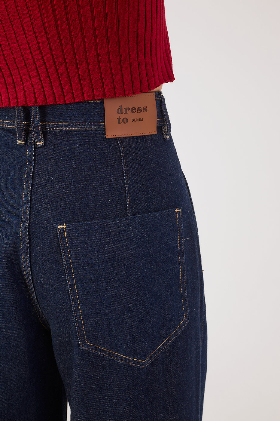 Denim Pleats Pockets Flare Pants