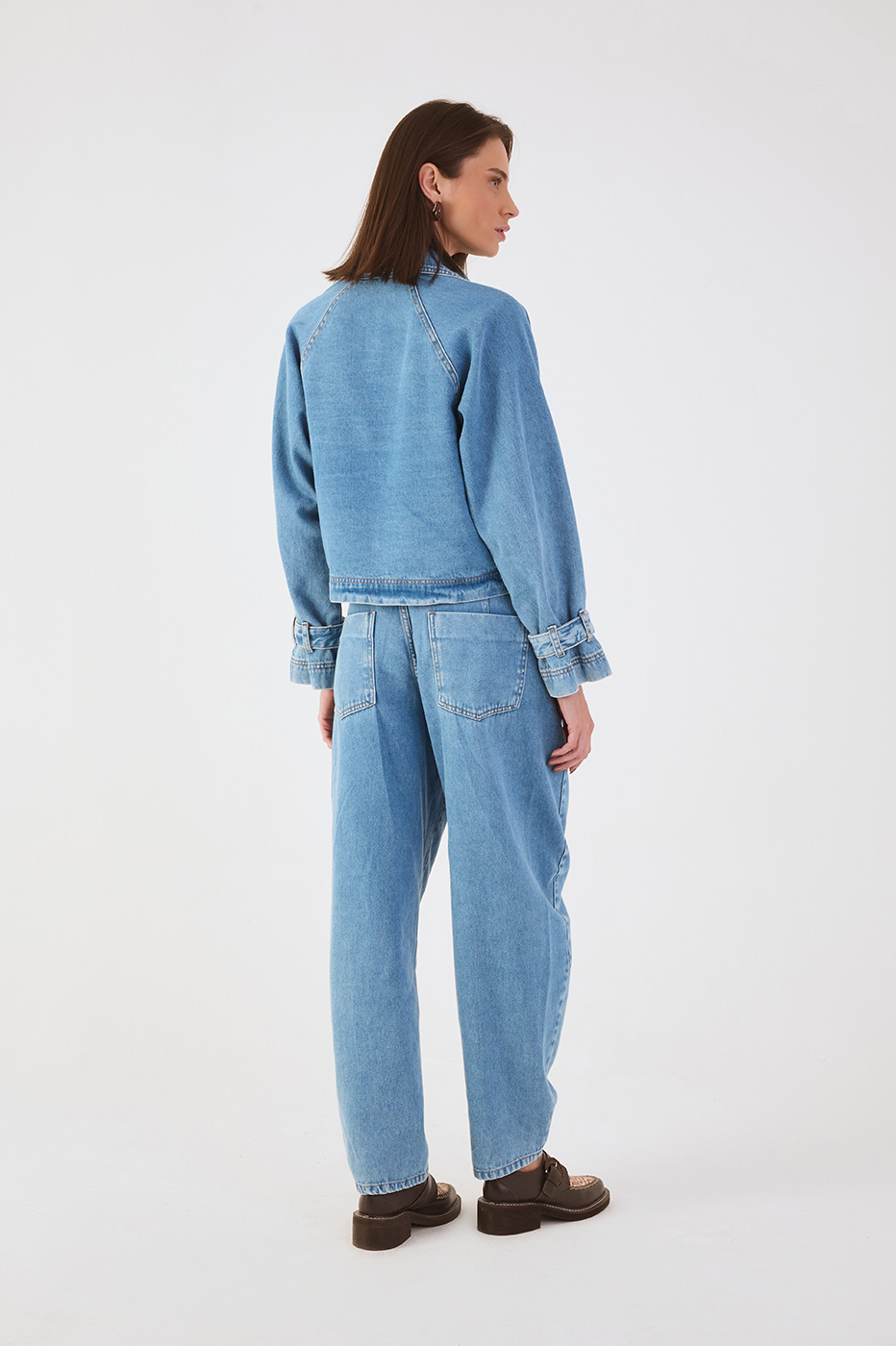 Denim Pockets Barrel Pants