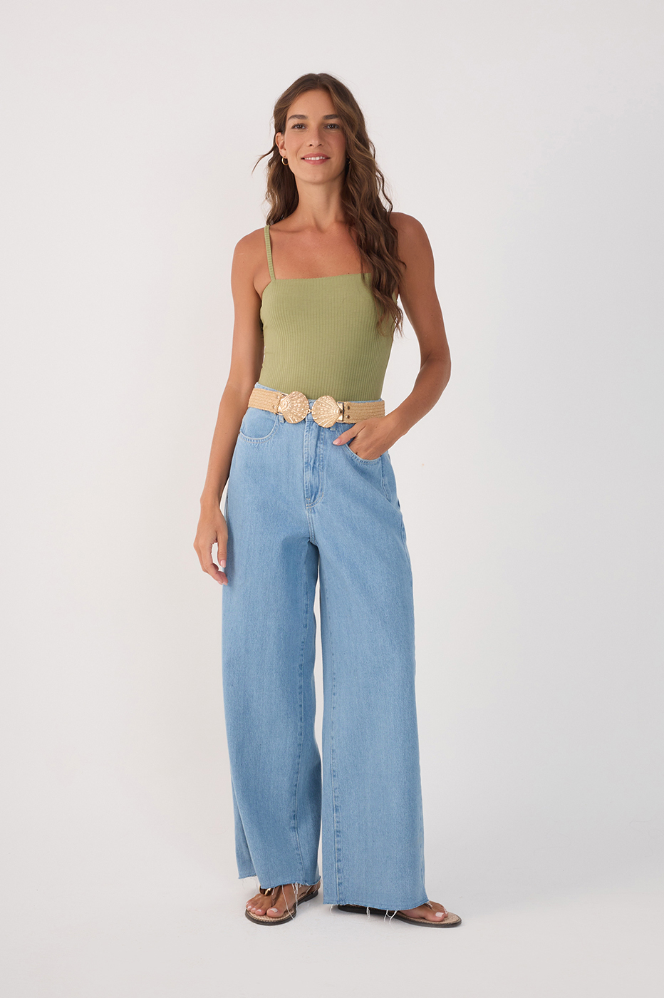 Light Denim Pockets Straight Pants Light Denim Pockets Straight Pants