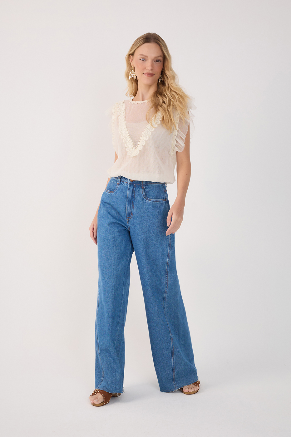 Denim Offset Stitching Pants