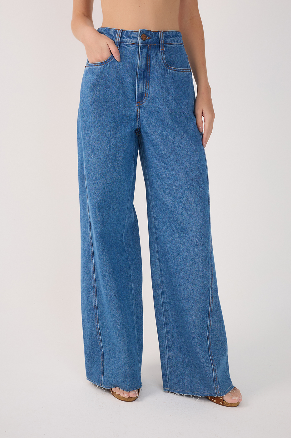 Denim Offset Stitching Pants_3