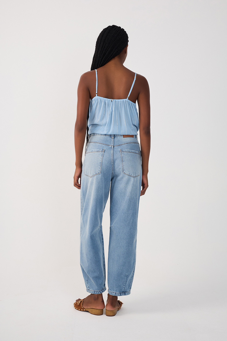 Barrel Leg Denim Topstitching Pants_6