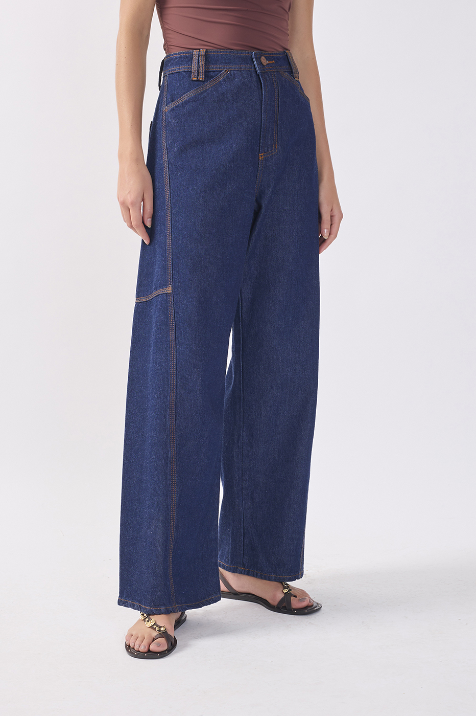 Denim Pockets Seam Detail Pants_3