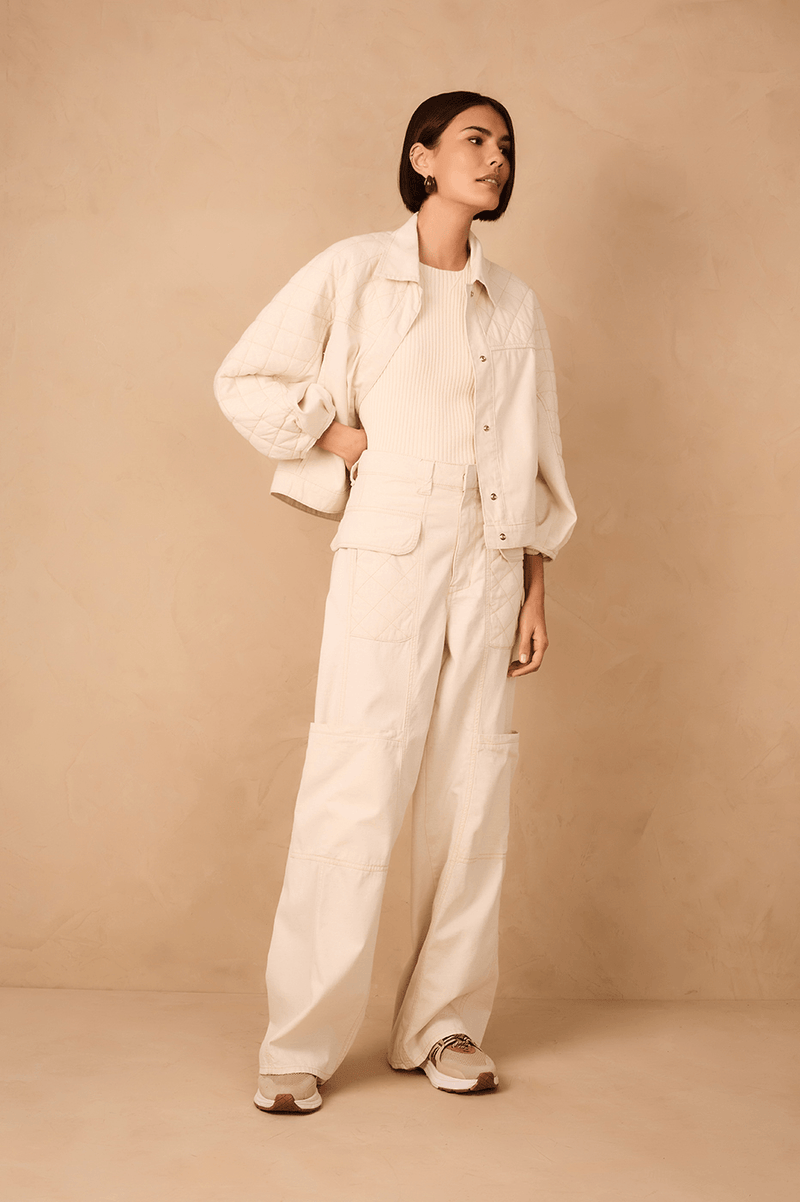 Off-White Linen Twill Cargo Pants_1
