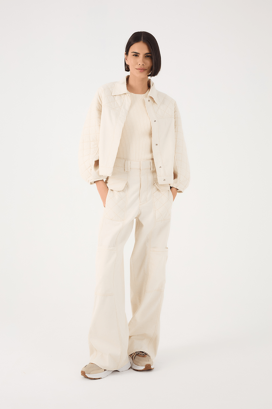 Off-White Linen Twill Cargo Pants