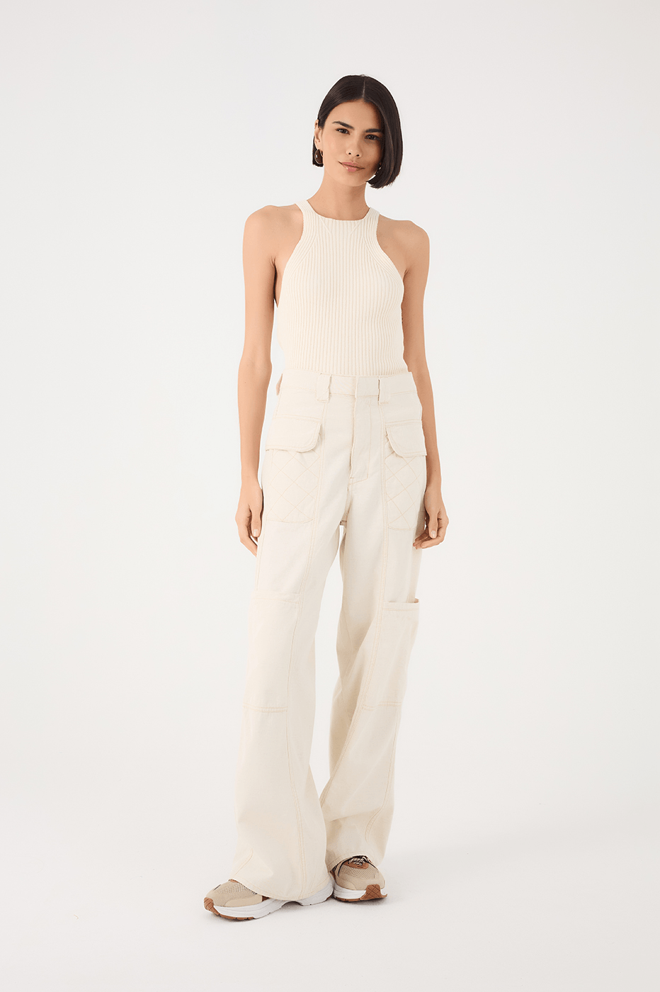Off-White Linen Twill Cargo Pants