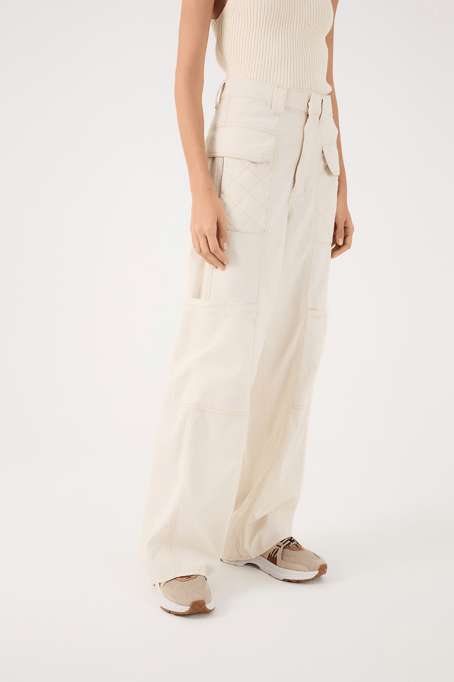 Off-White Linen Twill Cargo Pants