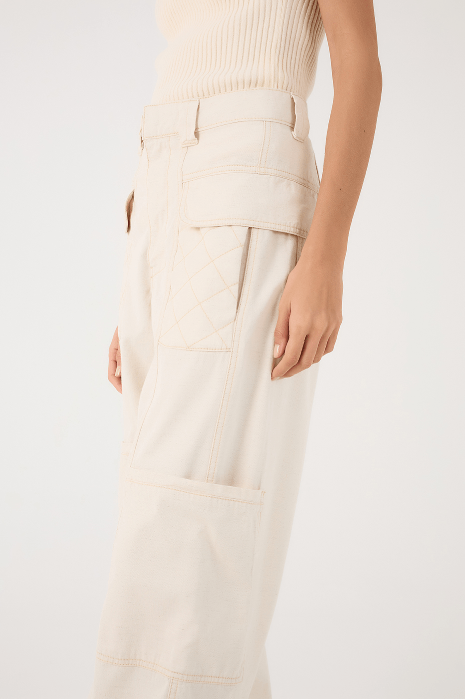 Off-White Linen Twill Cargo Pants