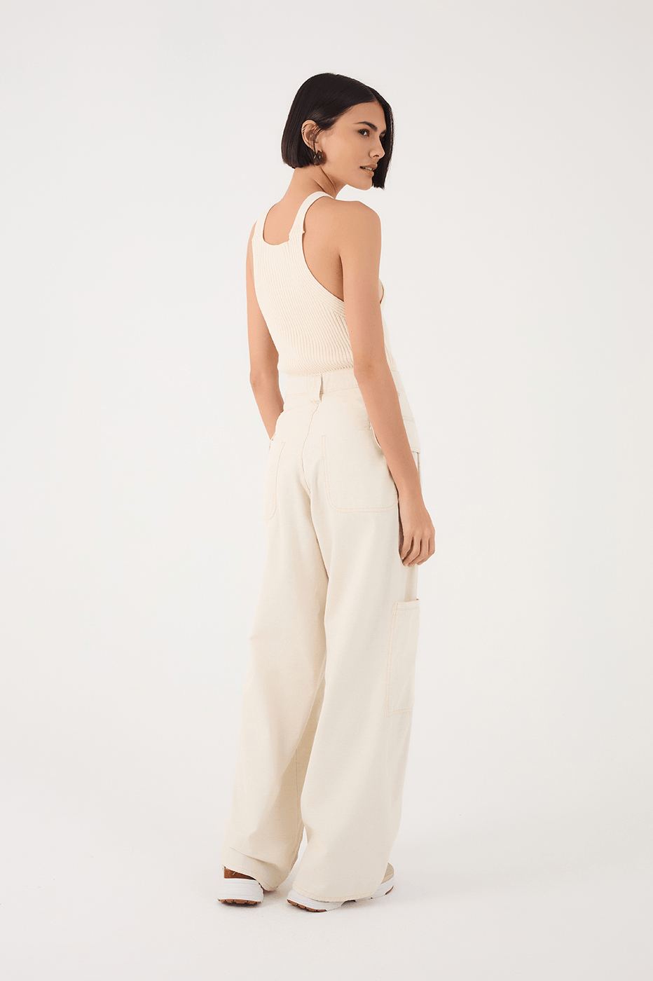 Off-White Linen Twill Cargo Pants