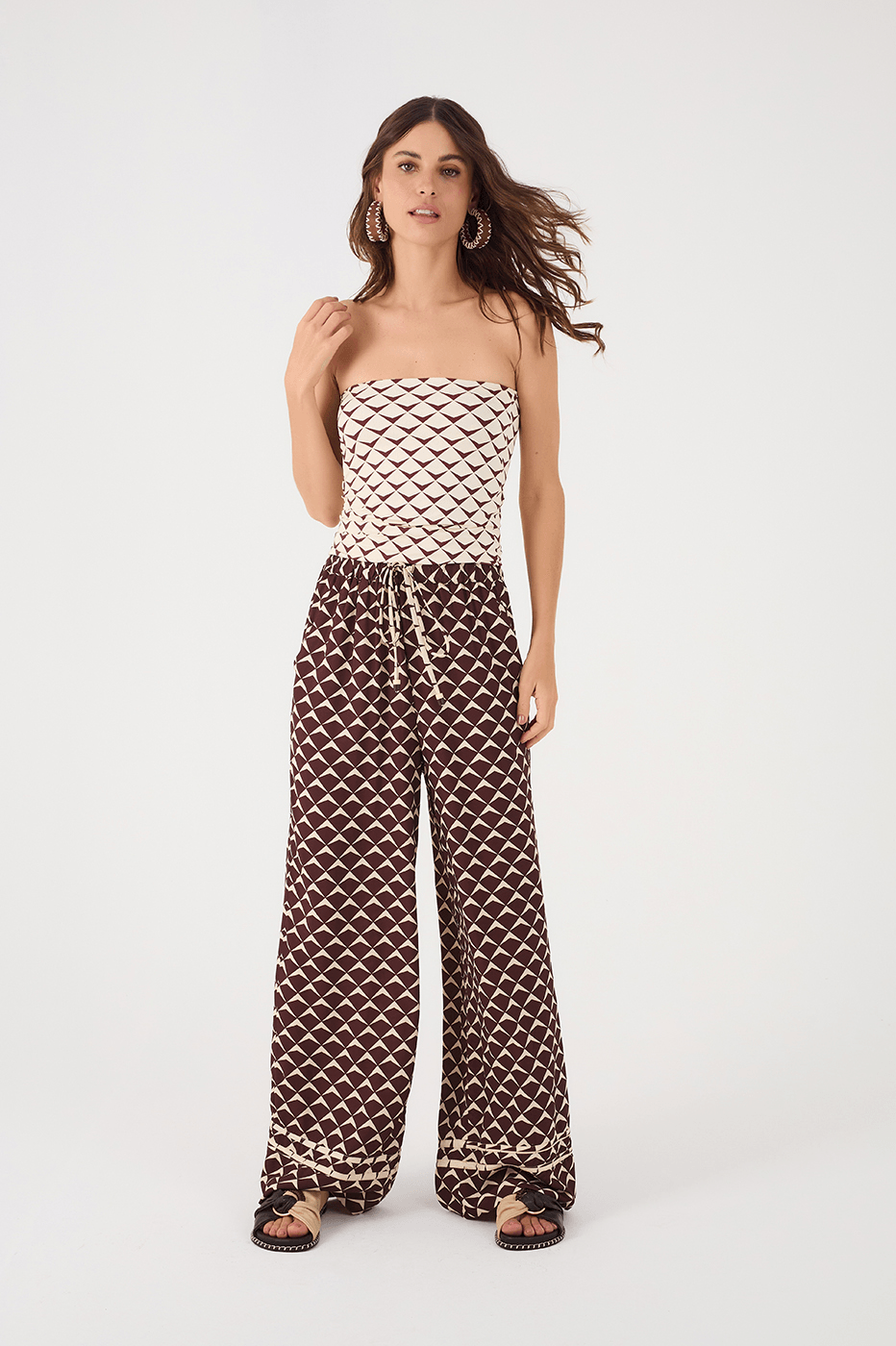 Brown Asa Delta Drawstring Waist Side Pockets Pants