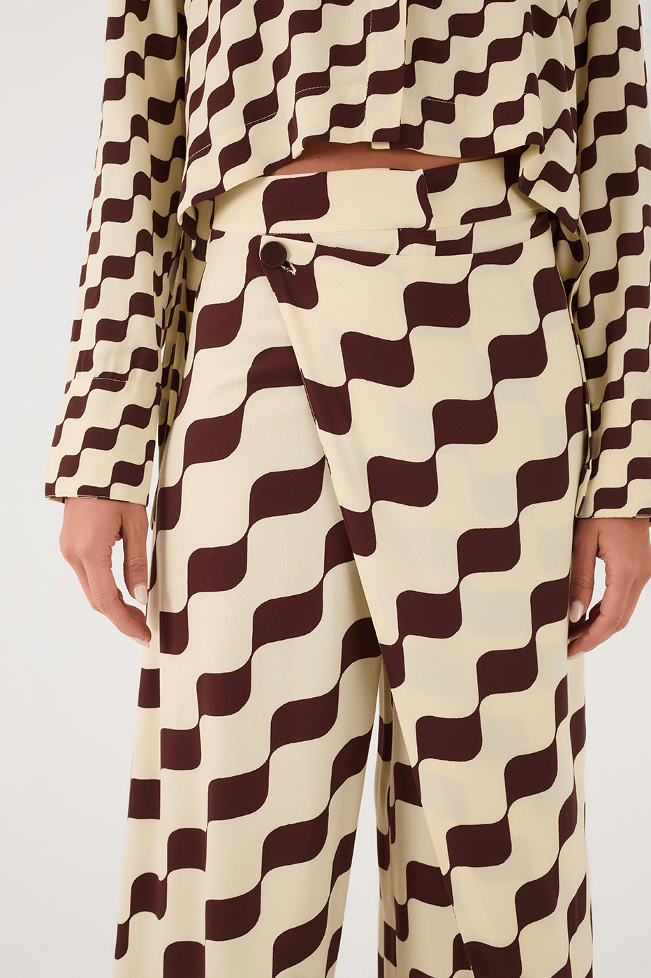 Brown Bossa Nova Crepe Wrap Pants