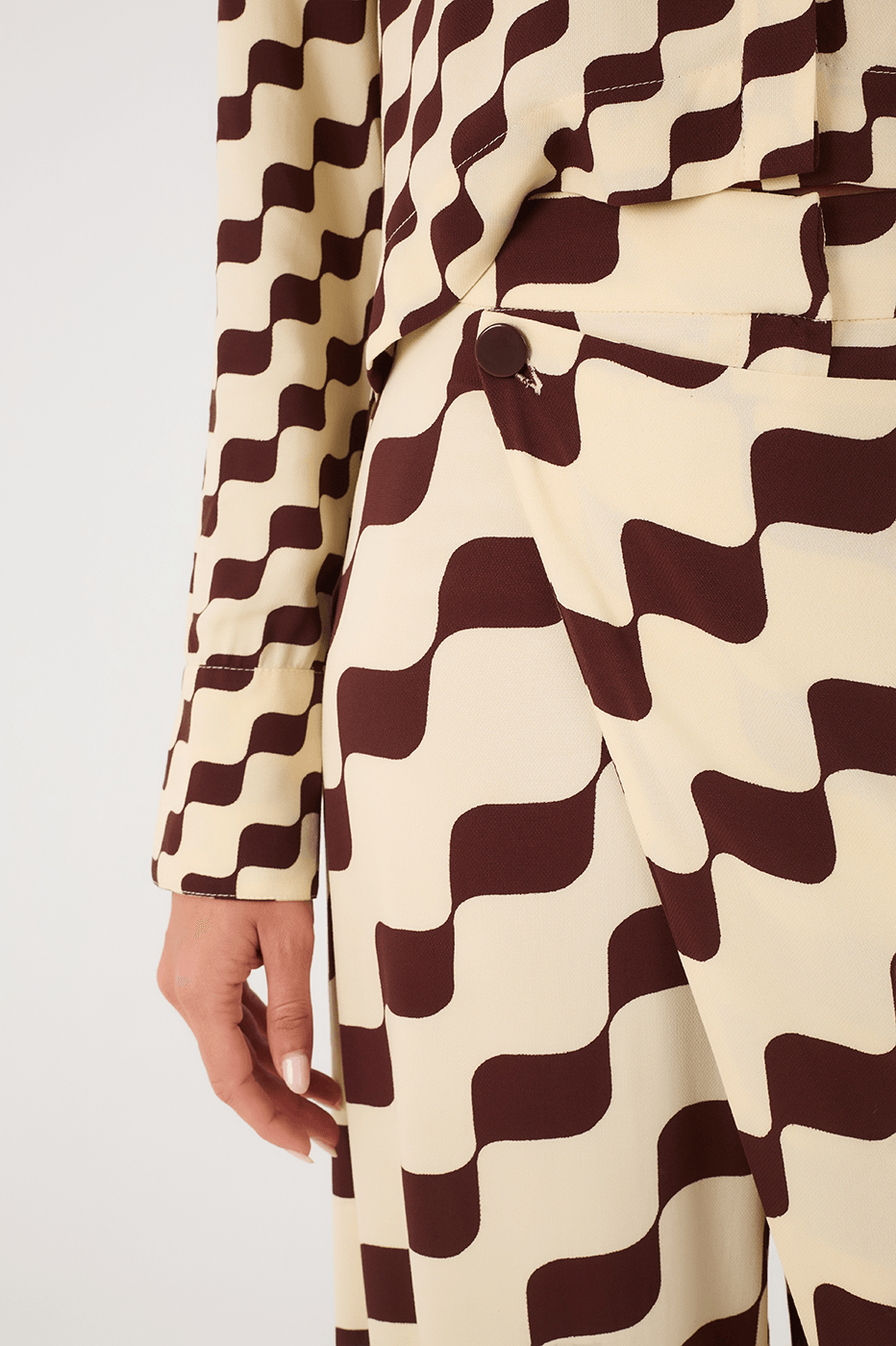 Brown Bossa Nova Crepe Wrap Pants
