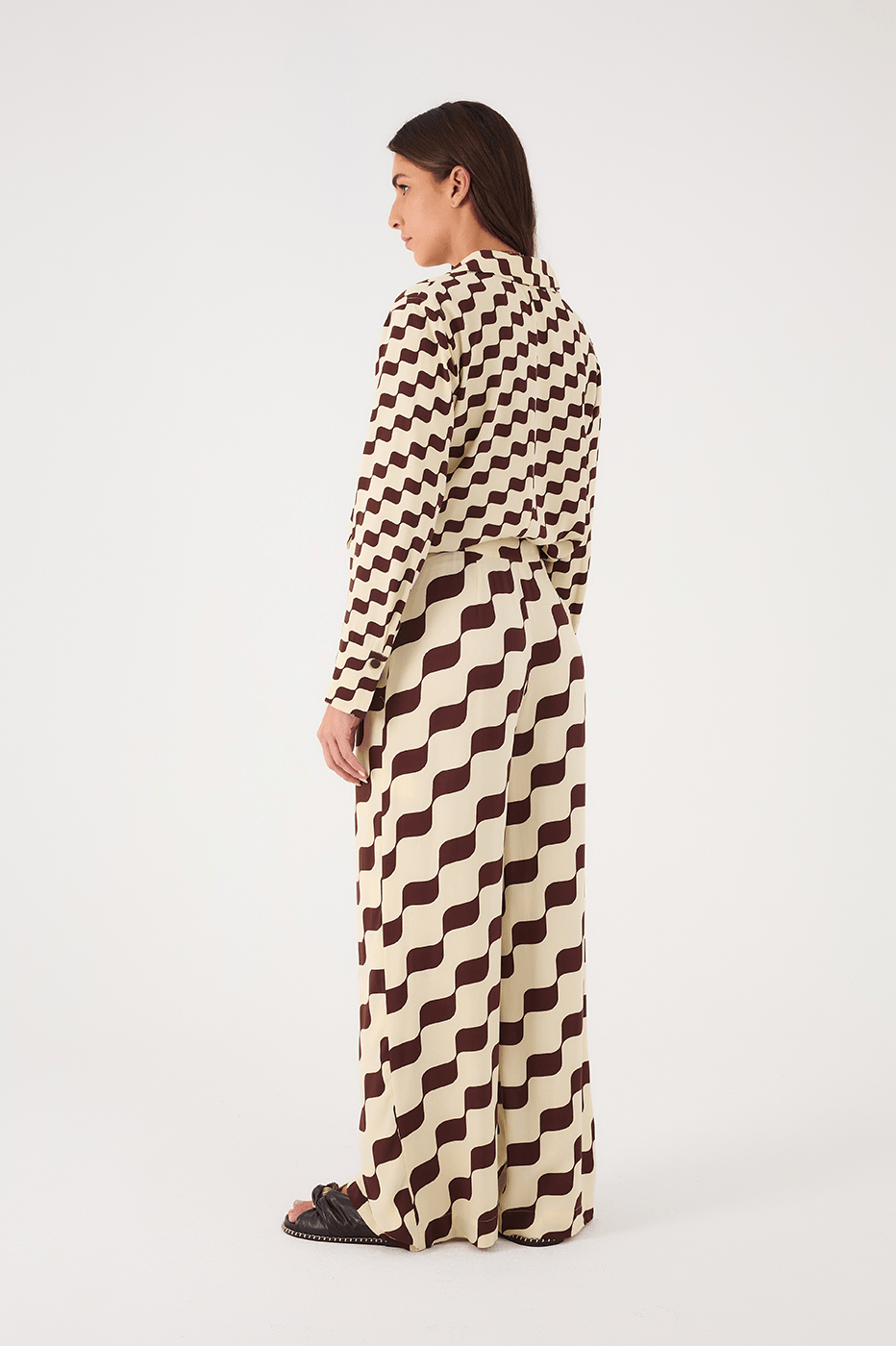 Brown Bossa Nova Crepe Wrap Pants